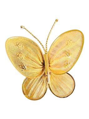 Vintage Criterion Butterfly Brooch – Gold Tone Mesh